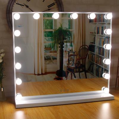 China Wholesale LED Lighted Standing Wall Mounted Hollywood Makeup Mirrors Dimmable 16 Bulb Cosmetic Vanity Mirror With Bulbs for sale