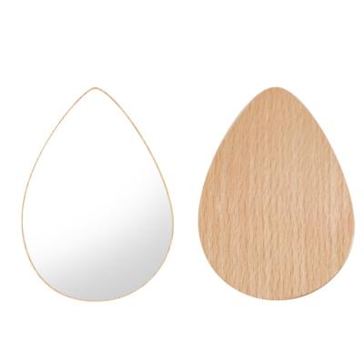 China Wholesale Price Pocket Portable Single Side Contract Vanity Custom Round Wood Small Round Hand Held Mirror for sale