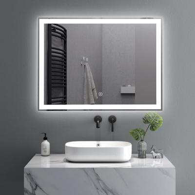 China Touch Screen Lighted Makeup Mirror With Led Lights Illuminated Bathroom Bath Vanity Smart Anti Fog Lighted Mirror With Lighting for sale