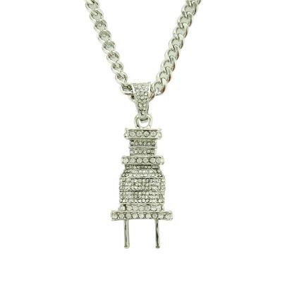 China Hip Hop Halloween Jewelry Hip Hop Running Alloy And Full Diamond Plug Pendant Necklace for sale