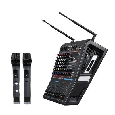 China 24-Bit 8 channels power mixer with wireless microphone with mp3 for sale