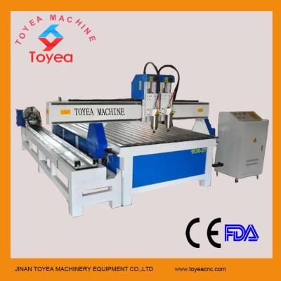 China wood furniture cnc engraving machine with rotary axis  with twin-heads DSP control system TYE-1530X-2 for sale