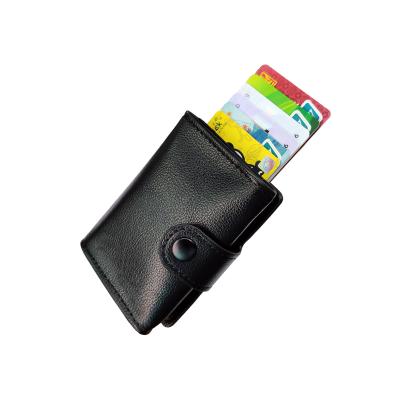 China 2021 Fashion Brand Customized PU Leather Aluminum RFID Blocking Automatic Credit Card Holder Woman Card Wallet for sale