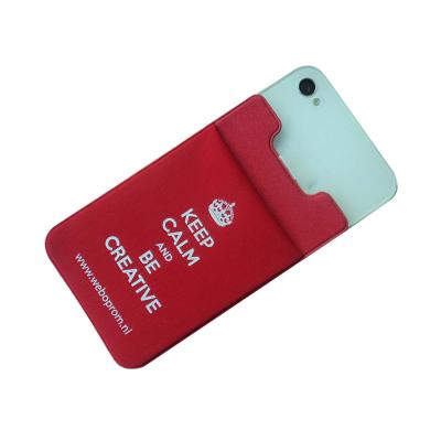 China Fashion Logo Screen Print Stretch Fabric Cell Phone Card Wallet 3M Stickers Smartphone Card Holder for sale