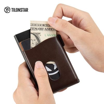 China Custom Embossed Leather Business Card Holder Antifading RFID Blocking Wallets for sale