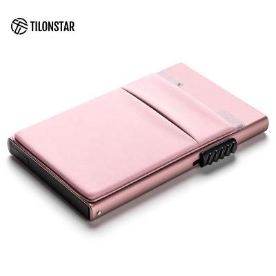 China Anti Theft Rfid Blocking Automatic Monedero Tarjetero Mujer Credit Card Wallet Safe Noise for sale