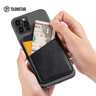 China Durable Unique Design Crazy Horse Adhesive Stick On Credit Card Holder Leather Back Phone Card Holder 2022 for sale