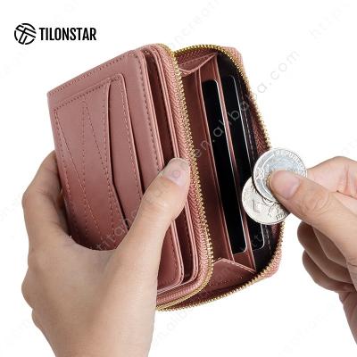 China RFID Logo Wholesale Purses And Ladies Custom Purse Small Wallet For Women Coins Pocket Card Holders Leather Purse With Zipper for sale