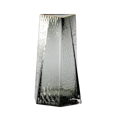 China Geometric glass vase tall simple modern creative minimalist tube hydroponic vase for sale