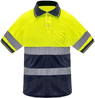 China Breathable and Comfortable Safety Shirts for Men's Construction Work Wear with Pockets High Visibility, Hi-Force/Navy Yellow zu verkaufen