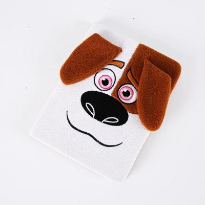 China Plush Stationery Set Animal Dog Furry Plush Cover Notebook for sale