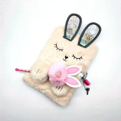 China Hot Selling Plush Animal Shaped Locking Soft Plush Fluffy Notebook With Lock And Pen for sale