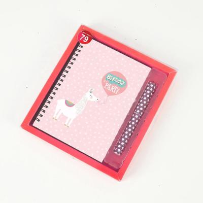 China Promotional Spiral Hardcover Book Alpaca Notebook Kids Stationery Set for sale