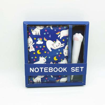 China 2021 Children's Gift PU Cover Printed Notebook Set With Pen For Kids for sale