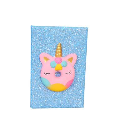 China 2020 Hardcover Book Glitter Blingbling Cartoon Unicorn Soft Squeeze Material Diary Notebook for sale