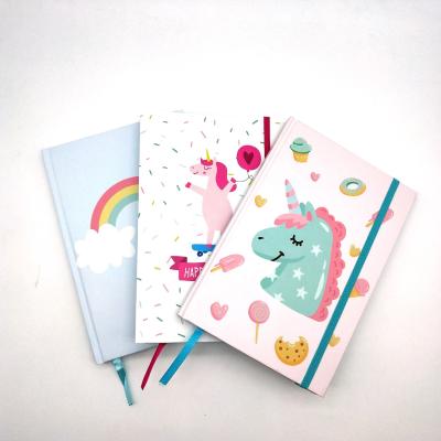 China Fashion A5 Hardcover Book Unicorn Notebook with Elastic Band for sale