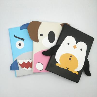 China 2021 Cute Hardcover Book Kids Animal Shark Sloths Sewing Leather Notebook for sale