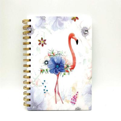 China Flamingo spiral hardcover A5 cheap eco spiral notebook with diamond for sale