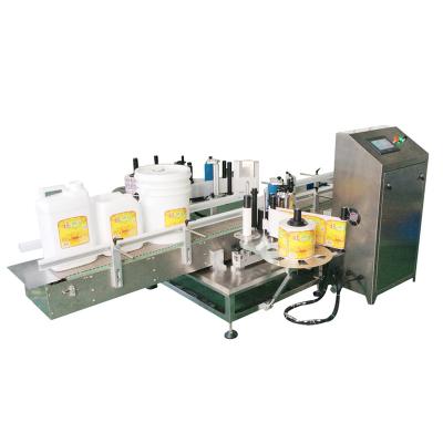 China High speed automatic large bottle food barrel double side labeling machine for packing machine for sale