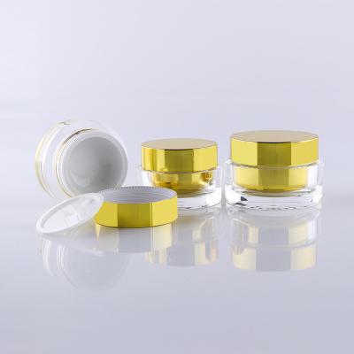 China BEAUTY PACKAGING cosmetics bottle printing 15g gold color skin jar 30g cream bottles and cosmetic jars set 50g luxury acrylic cosmetic bottle for sale