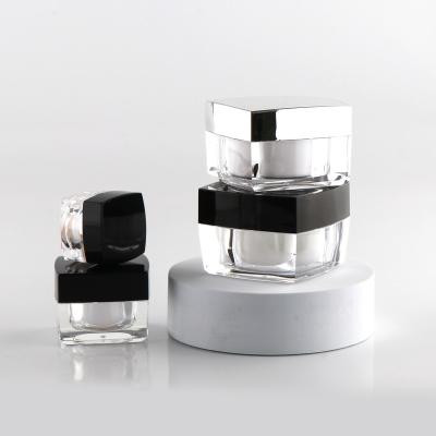 China Cosmetic Cream Bottle Set 100ML 150ML Square Top Acrylic Cream Bottle Acrylic Jar for sale