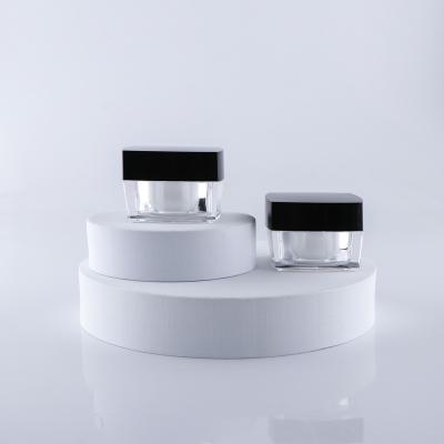 China Cosmetic Jar 5g10g15g30g50g Square High Grade Acrylic Plastic Jar Cream Black for sale