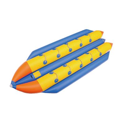 China PVC Woosung Zebec Kxone 10 person custom PVC onwater games row inflatable banana boat for waterpark fun for sale