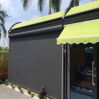 China Motorized Heavy Color Outside Wind Resistant Side Track Outdoor Roller Blinds for sale