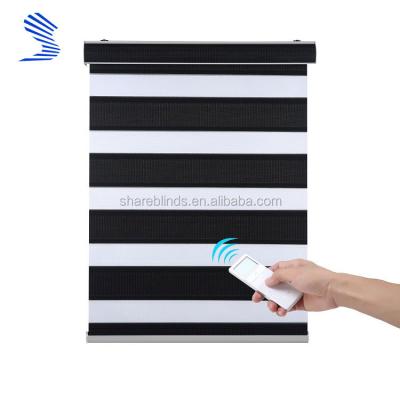 China Electric Day Night Controller Electric Superior Remote Zebra Blind New for sale