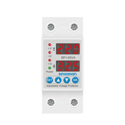 China Factory 2P 220/230V 1-40A adjustable din-rail automatic recovery of voltage protection over voltage overload relay under protector for sale