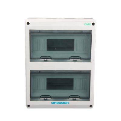 China HT-24 24 Way IP65 SPN High Quality PC ABS Indoor Waterproof Din-Rail Types 24 2 Tier Electrical Plastic Distribution Box For PV for sale