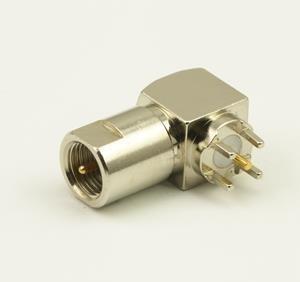 China Right Angle Plug Male PCB RF Connectors FME Brass Nickel Plating for sale