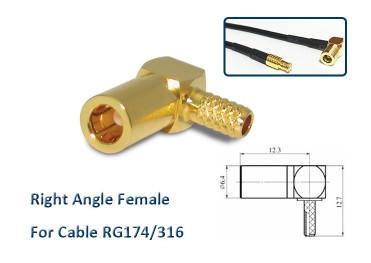 Chine Connecteur à angle droit de coaxial de Smb/connecteur prise du câble RG316 RG174 Smb à vendre