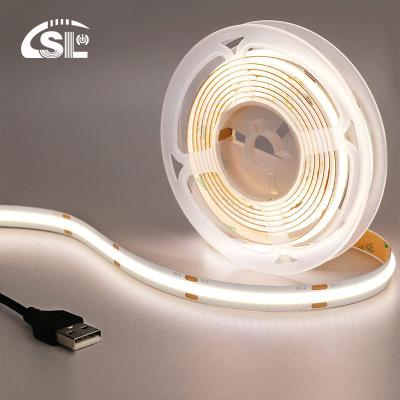 China Hotel 5V 8mm 320leds 4000K Natural 1cm one cut IP65 Waterproof Electroplate flexible COB Led Strip Light for sale