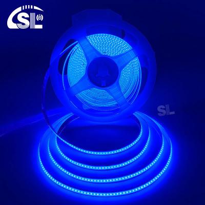 China SL- COB-03208DB 8mm PCB Width 180 Degree Viewing Angle Blue LED Light Strip for sale