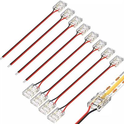 China Hotel COB Mini Led Light Strip Wire Connectors 2 3 Pin Connection Solderless CCT 5 8 10mm LED Strip To Strip Wire Connector for sale