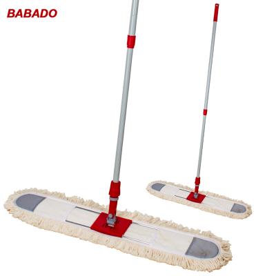 China BABADO 80cm Sustainable Extra Long Cotton Flat Mop For Industrial Commercial Wet Dry Dust Floor Cleaning for sale