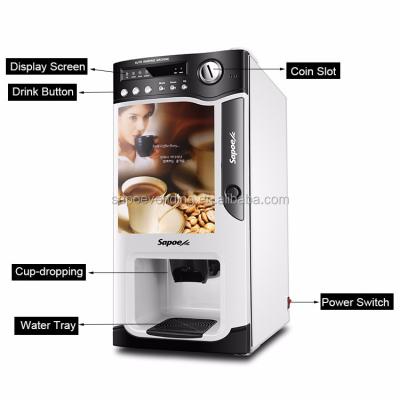 China 1600g X Fully Automatic Table Top 3 Chocolate And Coin Operated Coffee Machine for sale