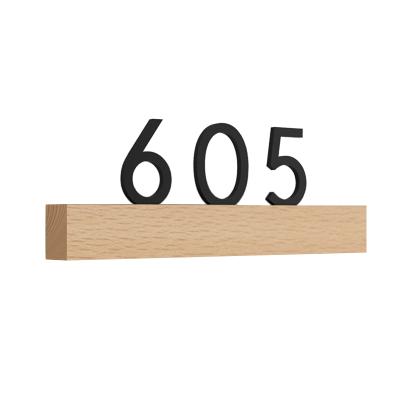 China Modern Acrylic Outdoor Letter Room Sign Plate 3D Floating Wooden House Number for sale