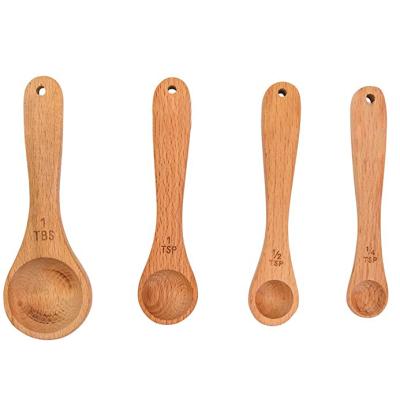 China Wholesale Customized Natural Stocked Beech Scoop Baking Wood Measuring Set for sale