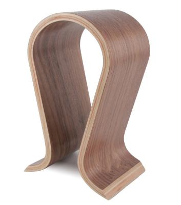 China Environmental Friendly Walnut Wood Headphones Stand Up Hanger Rack for sale