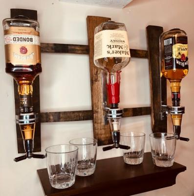 China Viable Wholesale Custom Wooden Wall Mount Whiskey Wine Dispeners for sale