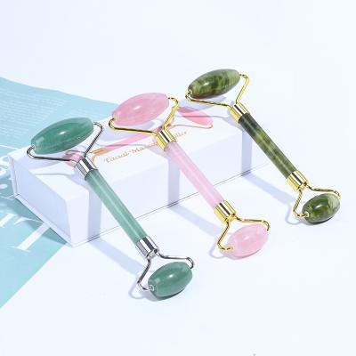 China 2022/Cool/Comfortable Double Rollers/Portable Genuine Massager Jade Guasha Gua Sha Facial Tool Roller Massager for sale