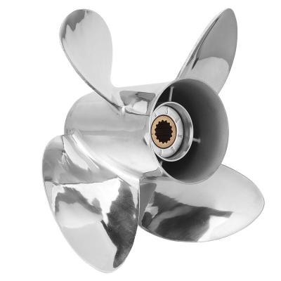 China Stainless steel Wholesale Outboard Boat Propeller 4 Blade Marine Propellers 13 1/2X13 Boat Propeller for Yamaha Marine Gasoline Engine 50-130hp for sale