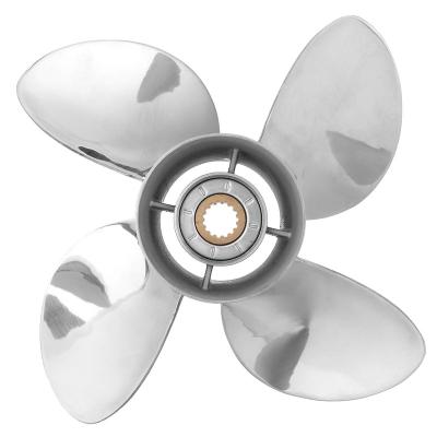 China Stainless steel Wholesale Outboard Boat Propeller 4 Blade Yamaha Propellers 13X19 Boat Propeller for Yamaha Marine Gasoline Engine 50-130hp for sale