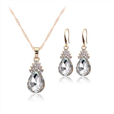 China Factory wholesale fashion rhinestone rhinestone water drop elegant Crystal Gem Bridal Jewelry Set CLASSIC for sale