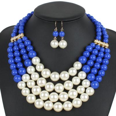 China Fashionable factory wholesale jewelry necklace set women fashionable handmade imitation pearl african jewelry sets for sale