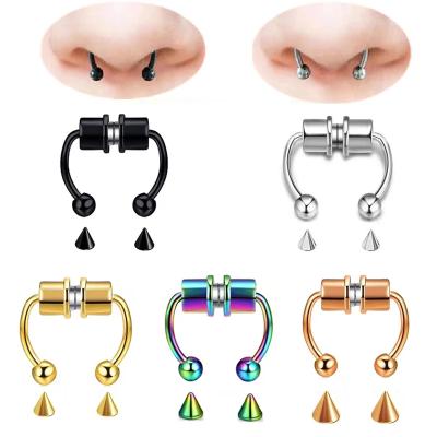 China Wholesale Punk Magnetic Non Piercing Nose Ring For Women Fake Punk Factory Stainless Steel for sale