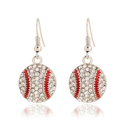 China CLASSIC Fashion Alloy Rhinestone Stylish Crystal Baseball Basketball Softball Football Volleyball Dangle Earrings For Women for sale