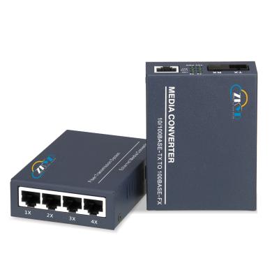 China FTTH SC Port 100M 1 Port Fiber +1/4 Port RJ45 Ethernet Fiber Media Converter for sale